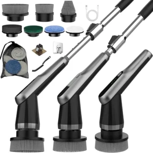 10-in-1 Electric Spin Scrubber with Extendable Handle – Black