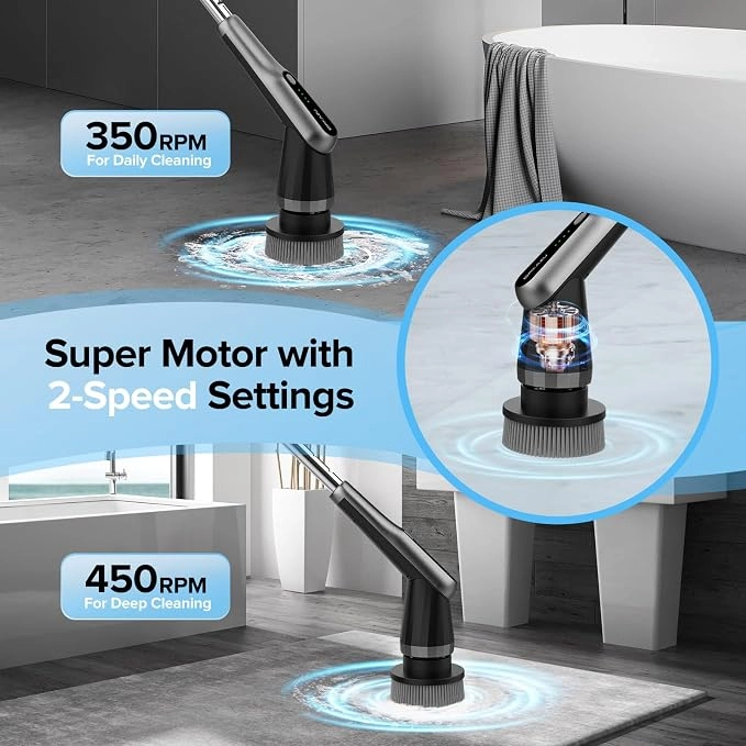 10-in-1 Electric Spin Scrubber with Extendable Handle – Black - Image 4