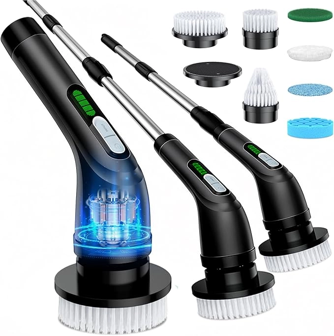 Cordless Electric Spin Scrubber with 7 Brush Heads
