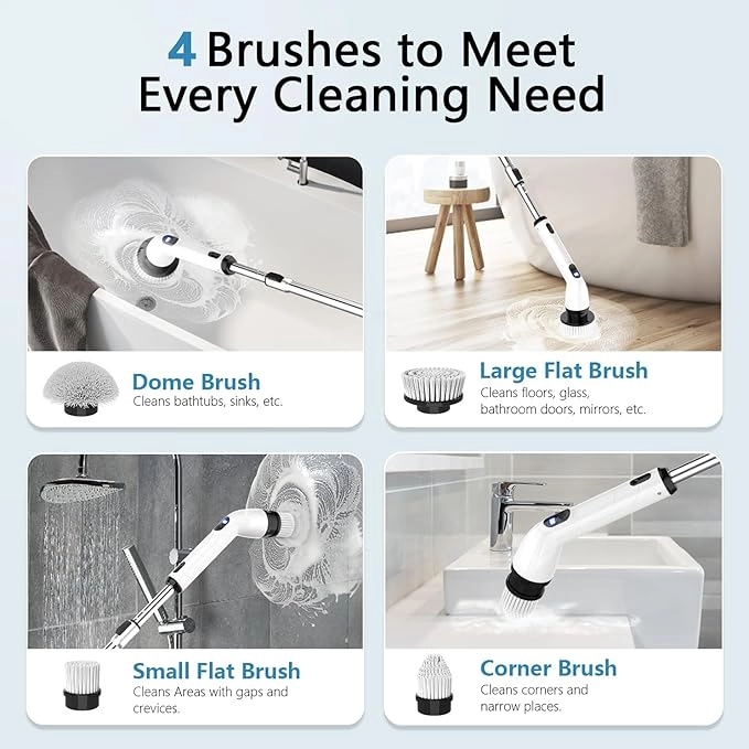 Cordless Electric Spin Scrubber with Extendable Handle - Image 2