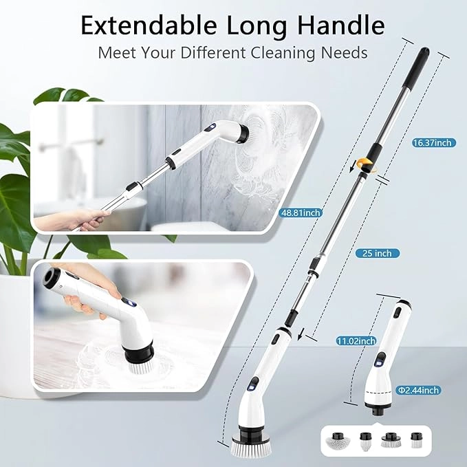 Cordless Electric Spin Scrubber with Extendable Handle - Image 4