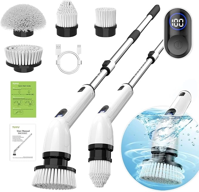 Cordless Electric Spin Scrubber with Extendable Handle