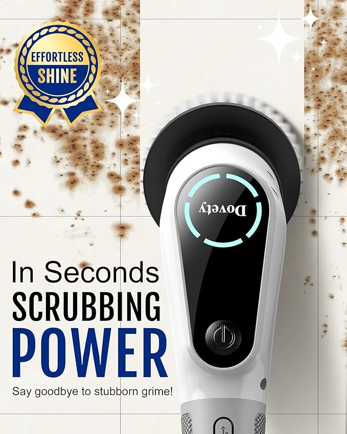 Electric Spin Scrubber with Extendable Handle & 8 Brush Heads – White - Image 3